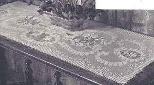 Vintage Crochet Pattern Filet Table Runner Scarf Motif  