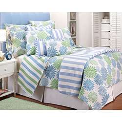 Zinnia Blue and Green Quilt Set  