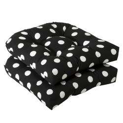 Pillow Perfect Outdoor Black/ White Polka Dot Seat Cushions (Set of 2 