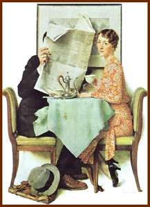 Norman Rockwell At the Breakfast Table 1930/1978 Litho  