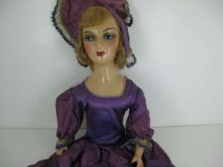 Vintage Boudoir Doll 27 W/ Painted Features Composition & Straw Body 