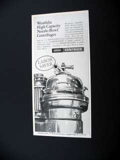 Centrico Westfalia Nozzle Bowl Centrifuge 1969 print Ad  