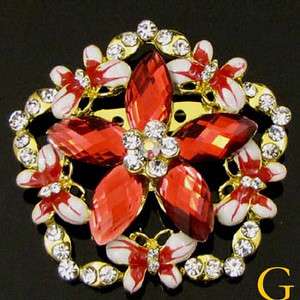    1pc rhinestone crystal glazed flower brooch pin wedding