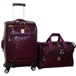 Jenni Chan Bows Purple 2 piece Carry on Spinner Luggage Set 