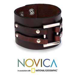 Mens Brown Aesthetic Leather Bracelet (Thailand)  