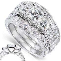 14k White Gold 1 7/8ct TDW Diamond Bridal Ring Set (H I, I1 I2 