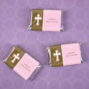  Little Miracle Girl Pink & Brown Cross   20 Mini Candy Bar 