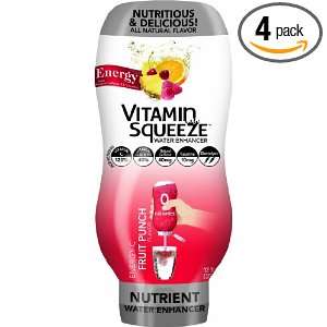 Vitamin Squeeze Energy Drink, Fruit Punch, 12 Ounce (Pack of 4 