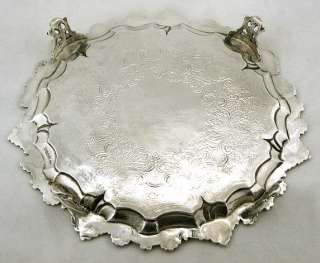 English Sterling Silver Shell & Scroll Salver 1831 John Wakefield Rare 