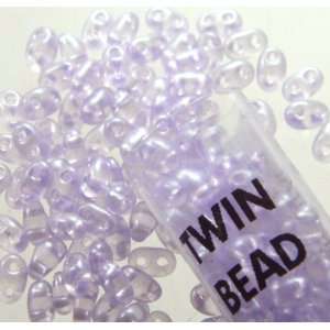  Pale Lilac 2.5x5mm 2 Hole Twin Beads Czech Glass Seed 