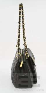 Chanel Black Quilted Leather Flap Pocket Gold Monogram Handbag  