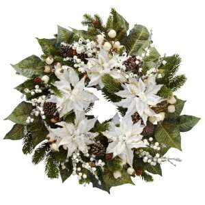  24Â Snowwhite Poinsettia Wreath