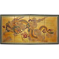 Gold Leaf Dragon in the Sky Silk Screen Painting (China)   