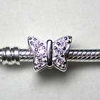   sterling silver butterfly shaped rhinestone bead charm animals garden