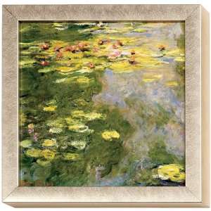   Monet Water Lilies Art Block Framed Print Green