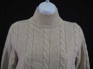 CREW Beige Cable Knit Mock Turtleneck Sweater Size S  