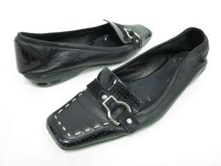 COLE HAAN Black Patent Leather Buckle Detail Loafers 7  