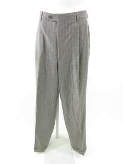 TRUSSINI MENS Gray Wool Pinstripe Blazer Pants Suit 52  