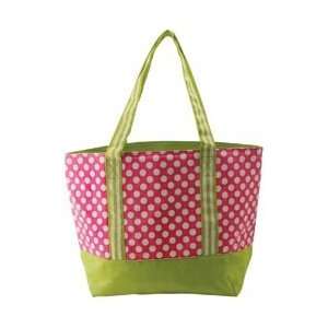 Bag Works Canvas Large Tote Bag 16x5.5x11.5 Pink Dot; 2 Items/Order 