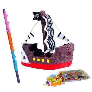 Pirate Ship Pinata Kit   Includes Pinata, 2Lb Filler and Buster Stick