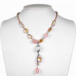 Freshwater Pearl with Rose Quartz Necklace (4 15 mm)  