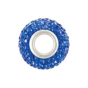 Sterling Silver 12.00 X 08.00mm September Kera Bead With Pave Sapphire 