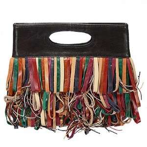   Leathers L2615 Le Cirque Collection Leather Fringe Clutch Color Brown