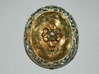 Vintage Victorian Style 14kt Pendant w/Emeralds & Diamond  