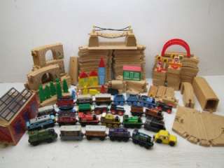 HUGE Lot Thomas Wooden Trains, Track, Bridges, Roundhouse, 150 Piece 