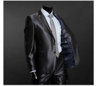 Slim Fit Two Button Shiny Dark Gray Mens Suits US 39R  