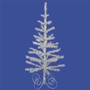  Pack of 2 Silver Tinsel Christmas Trees With Silver Stand 
