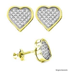 Diamond heart screwback yellow stud Earrings love post  