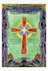 IRISH Celtic ART Painting Giclee MUKERJI Modern CROSS  