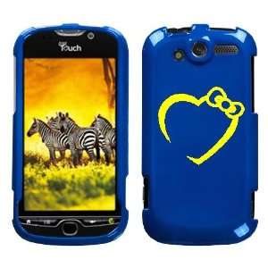  HTC MYTOUCH 4G YELLOW HEART BOW ON A BLUE HARD CASE COVER 
