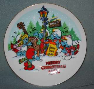 Smurfs Merry Christmas Carolers 1982 Collectible Plate  