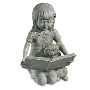  Reading With My Kitten Garden Statue, 13L x 10W x 17H 