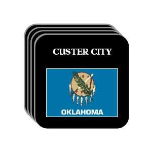  US State Flag   CUSTER CITY, Oklahoma (OK) Set of 4 Mini 