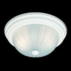   18 Two Light Ceiling Fixture, Textured White Finish Etched Melon Glass