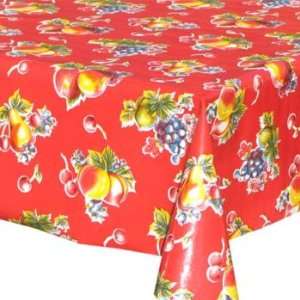  Mixed Fruit Oilcloth (red) Table Cloth   48 x 84