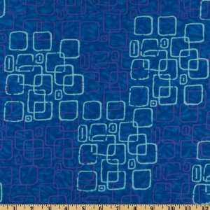  44 Wide Elegant Universe Squares Aqua Fabric By The Yard 