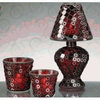  Biedermann & Sons H729RD Red and Silver Mosaic Lamp With 