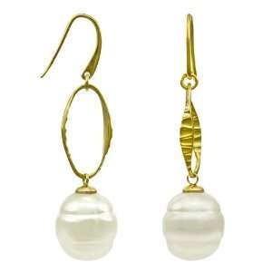  Majorica Jewelry Baroque Pearl French Wire Earrings 