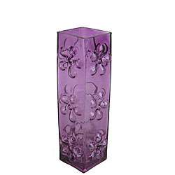 Tall Purple Glass Vase with Blownout Daisies  