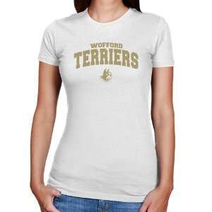 NCAA Wofford Terriers Ladies White Logo Arch Slim Fit T shirt  