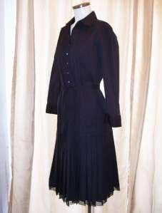 ELIE TAHARI 3/4 SLEEVE KNEE LENGTH DRESS Black Cotton Blend Sz 6 