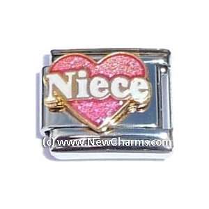  Niece With Pink Heart White Letters Italian Charm Bracelet 