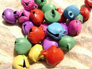 100 Assorted colors Jingle BELLs CHARMS drop beads 10mm  