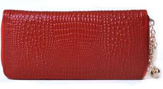 Fashion CROCO Genuine Real Leather Ladies Wallet Checkbook Purse Money 
