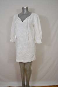 JUICY COUTURE White Linen Embroidered Floral Dress XS  