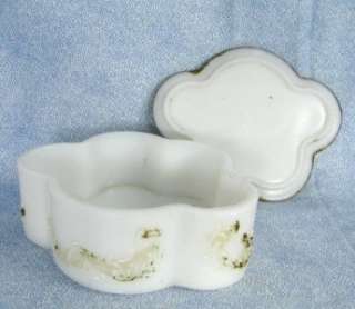 Two Dithridge Ray End Pattern Milk Glass Dresser Boxes  